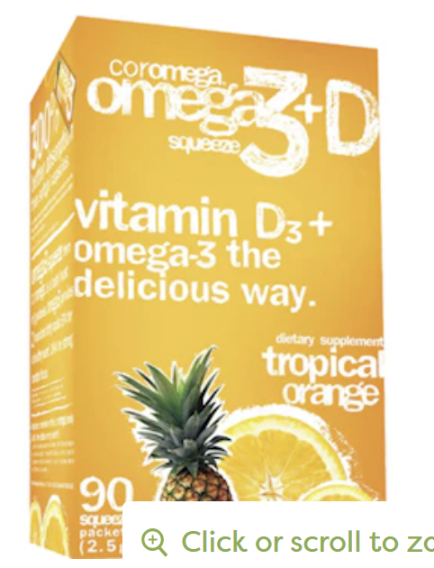 Coromega Omega-3 w/ D Squeeze Shots, Tropical Orange